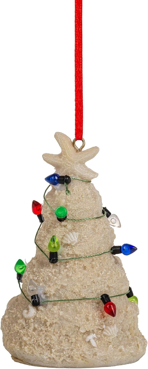 White Sand Beach Christmas Tree with Lights Tropical Nautical Ornmanets