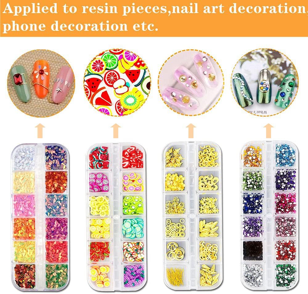 CellLuck UV Resin Inclusions Kit for Jewelry Making - Epoxy Resin Craft Supplies for Beginners with Glitter Flakes, Sequins, Tiny Flowers for DIY Crafts and Nail Art