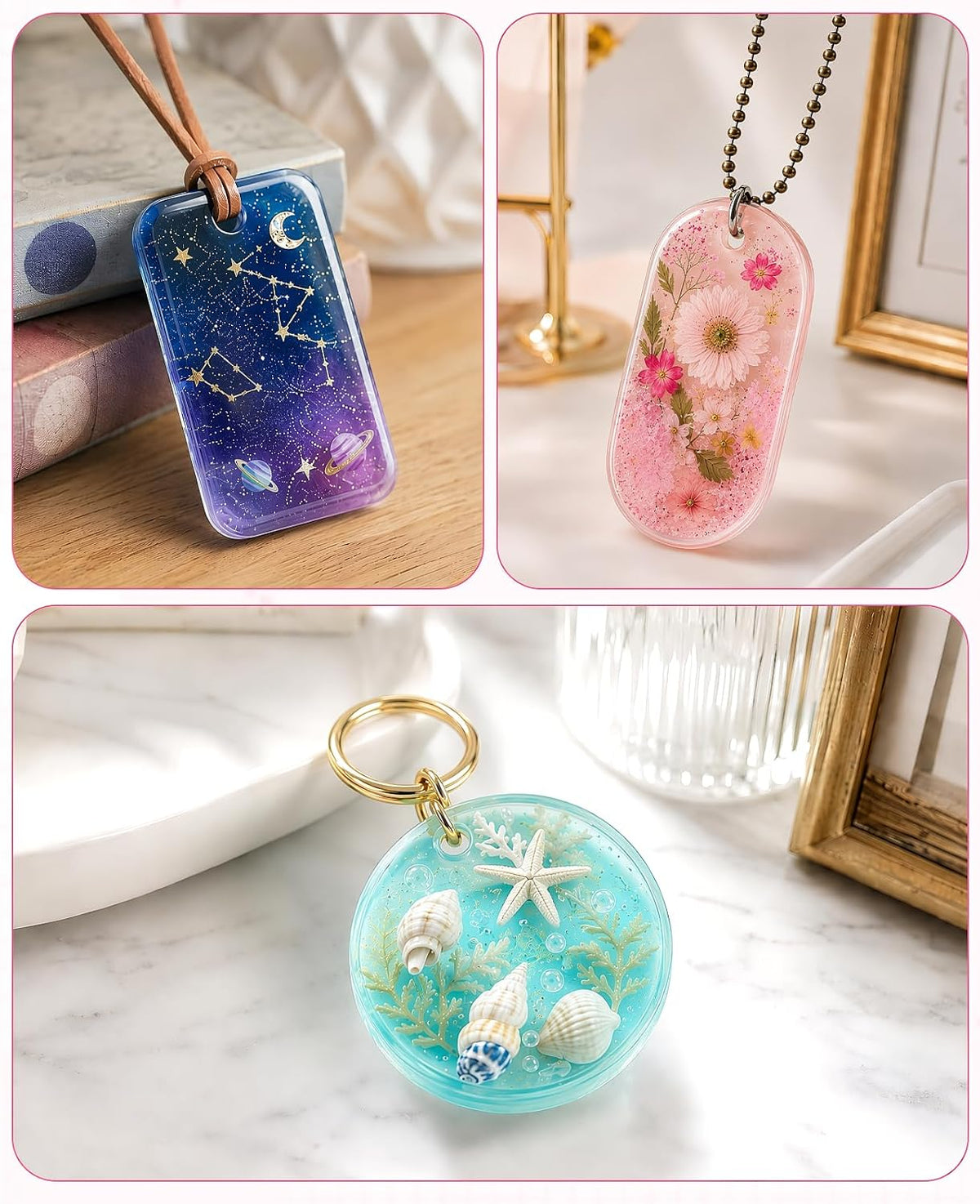 30 Pcs Resin Keychain Molds, Epoxy Silicone Casting Molds