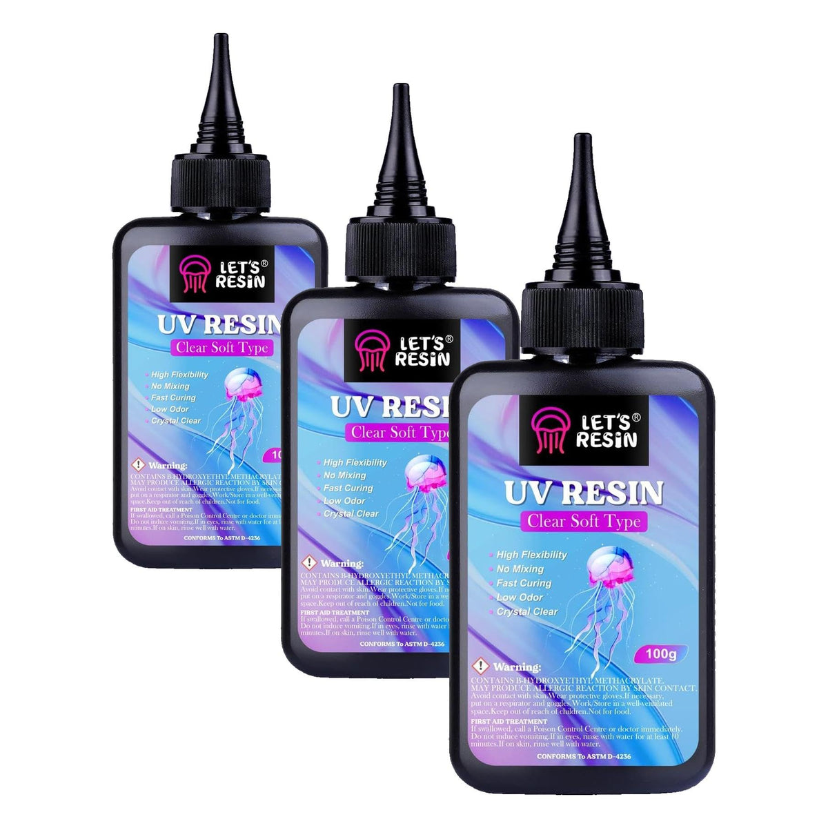 LET'S RESIN UV Resin, Soft Elastic&Bendable Crystal Clear Resin, 100g