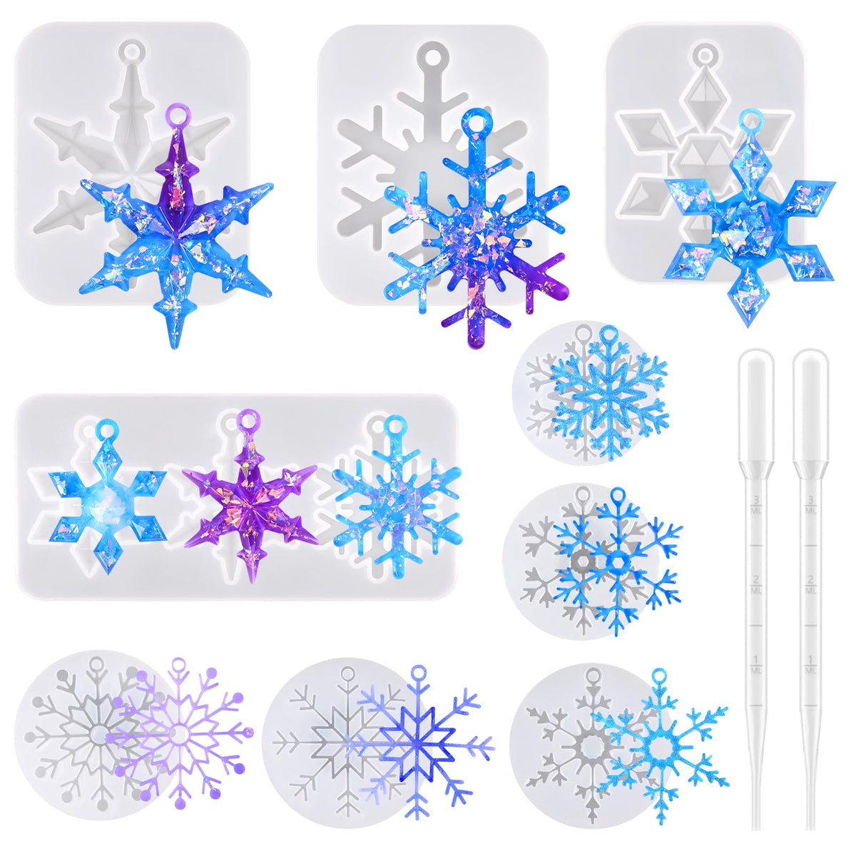 Actvty Silicone Molds - 2 Pcs Christmas Ornaments & Pendant Molds for Epoxy Resin DIY Crafts & Jewelry Xmas Decor Gift