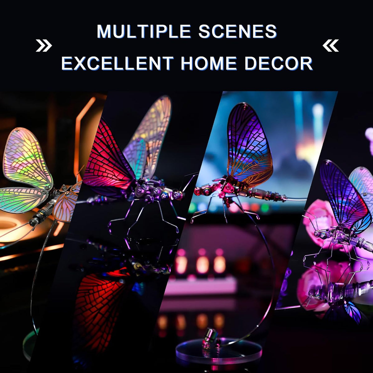 Arcynix Mostarle Mayfly 3D Metal Puzzle Kit, 126 Pieces Magnetic DIY Cyberpunk Insect Model, Mechanical Sculpture for Adults and Teens 14+, Collectors Edition