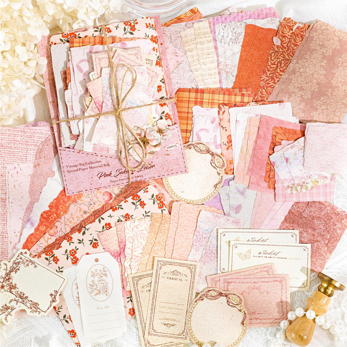 100 Sheets Vintage Scrapbook Papers Journaling Scrapbooking Supplies Kit