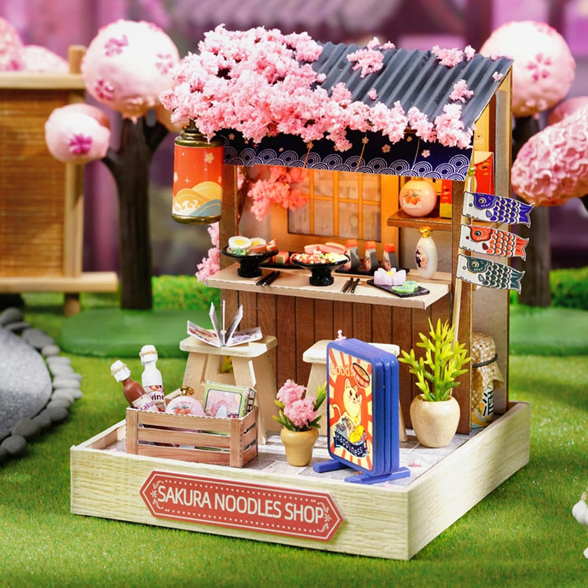 Lannso DIY Dollhouse Miniature Kit, Doll House Kit with Dust Proof Cover, Mini Handmade Wooden Dollhouse Toys for Adult Gift(QT41)