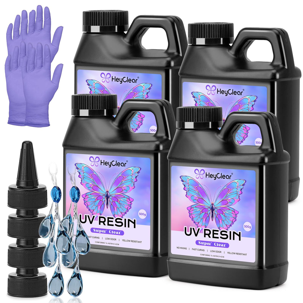 HeyClear UV Resin kit 300g Premixed UV Epoxy Resin Glue Cure for Crafts