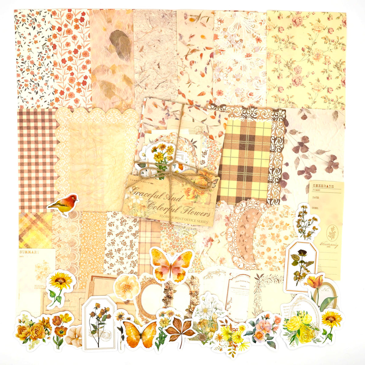 Vintage Floral Scrapbook Paper & Journaling Stickers, 400pcs
