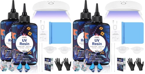 KISREL UV Resin Kit with Light, 200g Hard Type Clear UV Resin and UV Light