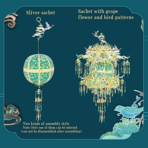 Piececool 3D Metal Puzzles for Adults, Silver Sachet with Grape DIY 3D Model Building Kits, Great Halloween, 592 Pcs