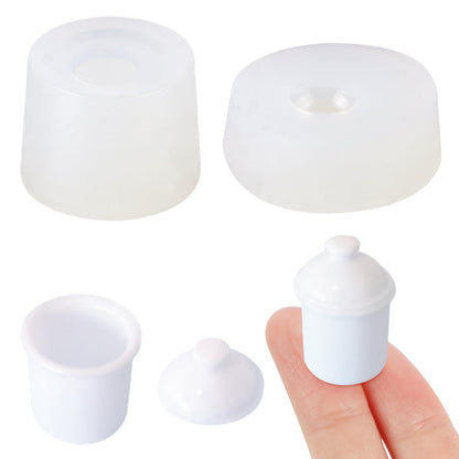 4Pcs Mini Plate and Mini Jar Resin Silicone Molds Set 3D Tiny Cute Plate Jar Epoxy Casting Molds DIY Micro Resin Dollhouse Kitchen Miniatures Landscape Decor