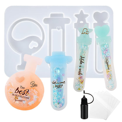 Alphabet Resin Shaker Molds Kawaii Keychain Charm Large and Small Set Pack of 107 Silicone Trays Seal Films Precision Tip Applicator Bottle Kit Bundle