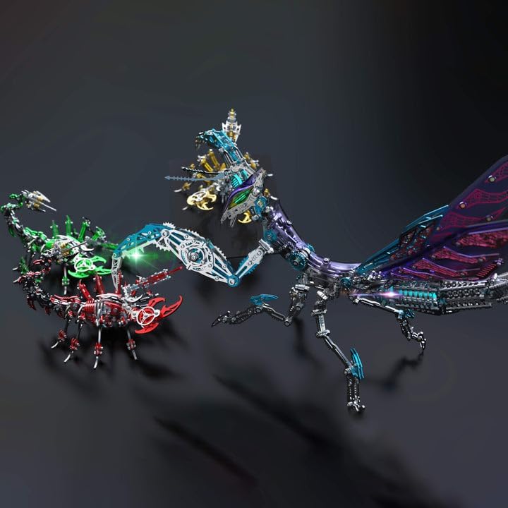 Metalkitor 3D Metal Puzzles for Adults, Giant Mantis Model Kit - Steampunk DIY Ornament - Assembly Jigsaw Crafts Brain Teaser - Perfect Room Decor and Gift Choice(1200+PCS, Purple)