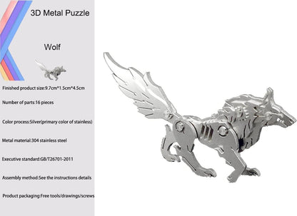 FILASLFT Metal Puzzles for Adults, Mechanical Wolf 3D Metal Puzzle
