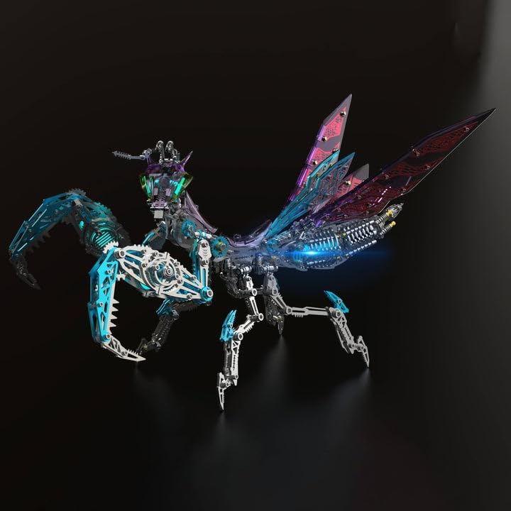 Metalkitor 3D Metal Puzzles for Adults, Giant Mantis Model Kit - Steampunk DIY Ornament - Assembly Jigsaw Crafts Brain Teaser - Perfect Room Decor and Gift Choice(1200+PCS, Purple)