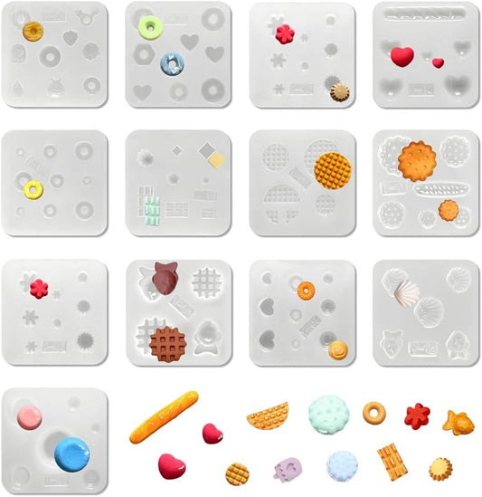 iSuperb 13 pcs Resin Mold Mini Cute Silicone Molds Epoxy Resin Casting DIY Chocolate, Sugar, Dessert (13 pcs)