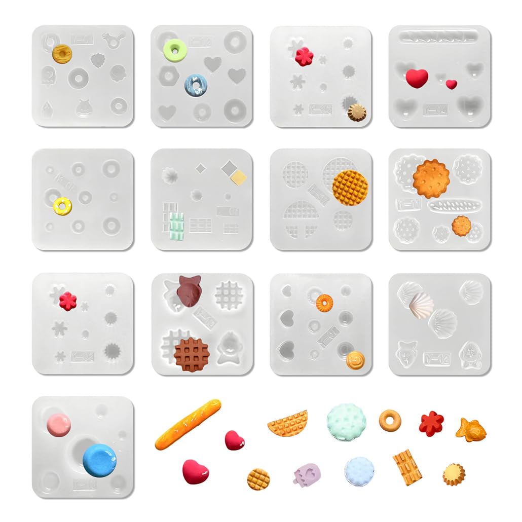 iSuperb 13 pcs Resin Mold Mini Cute Silicone Molds Epoxy Resin Casting DIY Chocolate, Sugar, Dessert (13 pcs)
