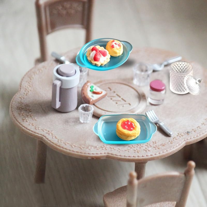4Pcs Mini Plate and Mini Jar Resin Silicone Molds Set 3D Tiny Cute Plate Jar Epoxy Casting Molds DIY Micro Resin Dollhouse Kitchen Miniatures Landscape Decor