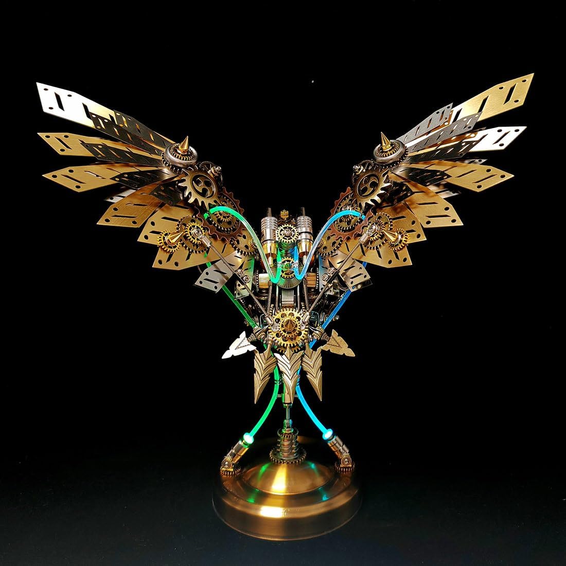 3D Metal Puzzle Model for Adults, Steampunk Mechanical Eagle Model Kit with LED Lights, Metal Animal Models, 3D Jigsaw Assembly Kit, Mechanical Engineering Crafts for Home Office Decor & Gift, 650PCS