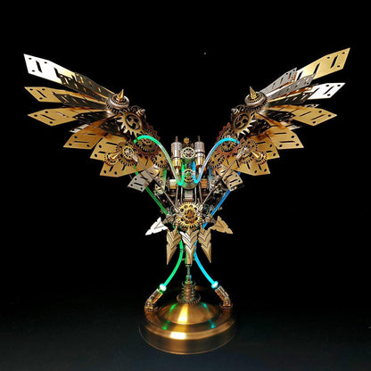 3D Metal Puzzle Model for Adults, Steampunk Mechanical Eagle Model Kit with LED Lights, Metal Animal Models, 3D Jigsaw Assembly Kit, Mechanical Engineering Crafts for Home Office Decor & Gift, 650PCS