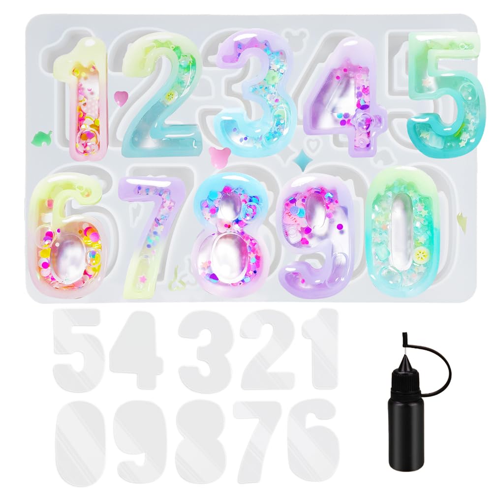 Alphabet Resin Shaker Molds Kawaii Keychain Charm Large and Small Set Pack of 107 Silicone Trays Seal Films Precision Tip Applicator Bottle Kit Bundle