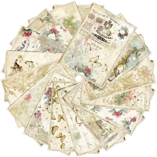 Vintage Nature Scrapbook Paper, 16 Sheets of Journaling Scrapbooking Supplies Craft Collage Paper Set, Junk Journal Bullet Journal Poster Room Decor for Card Making Decorative Gifts, 5.67x4.13 Inch