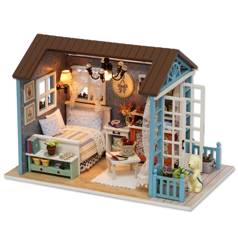 TuKIIE DIY Miniature Dollhouse Kit, 1:24 Scale Wooden Mini Doll House Accessories with Furniture for Kids Teens Adults(Holiday Times)