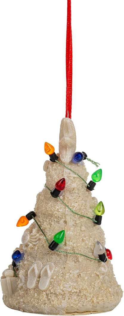 White Sand Beach Christmas Tree with Lights Tropical Nautical Ornmanets