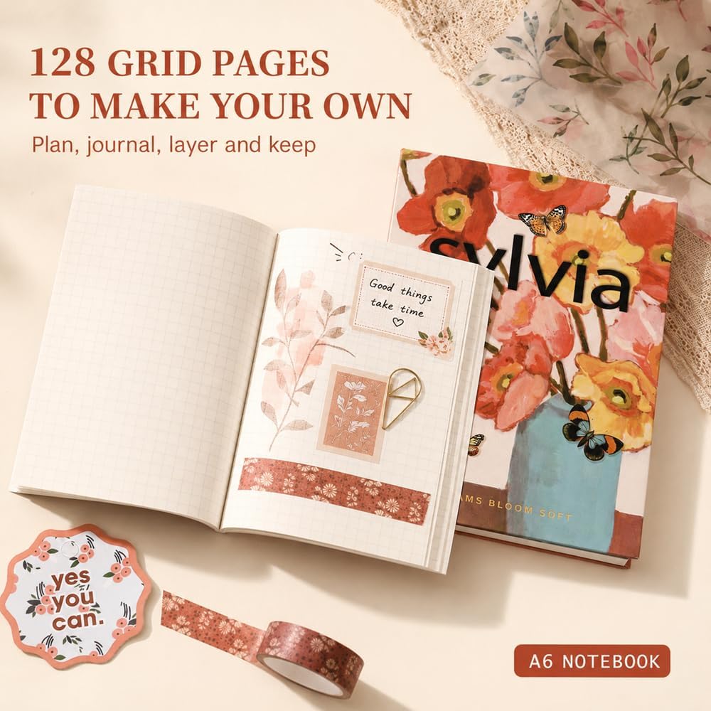 Diuhofart Aesthetic Scrapbooking Kit with A6 Notebook, Papers & Stickers