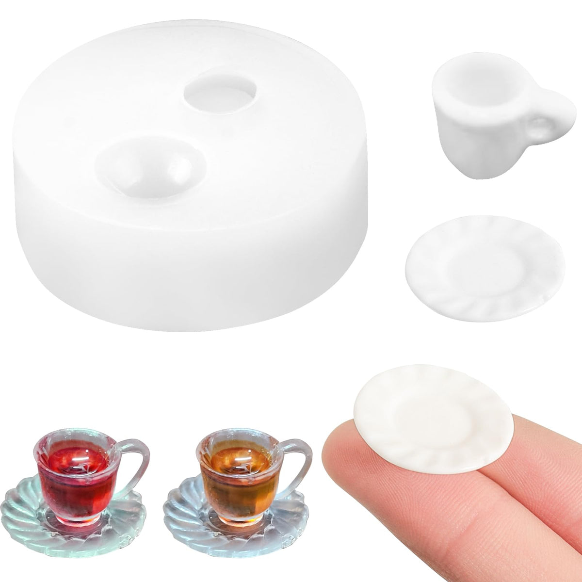 4Pcs Mini Plate and Mini Jar Resin Silicone Molds Set 3D Tiny Cute Plate Jar Epoxy Casting Molds DIY Micro Resin Dollhouse Kitchen Miniatures Landscape Decor