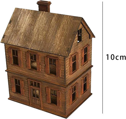 Wooden Model 2 Tier House DIY Crafts Landscape Building Materials DIY Assembly for Scene Layout Architecture Model Micro Landscape