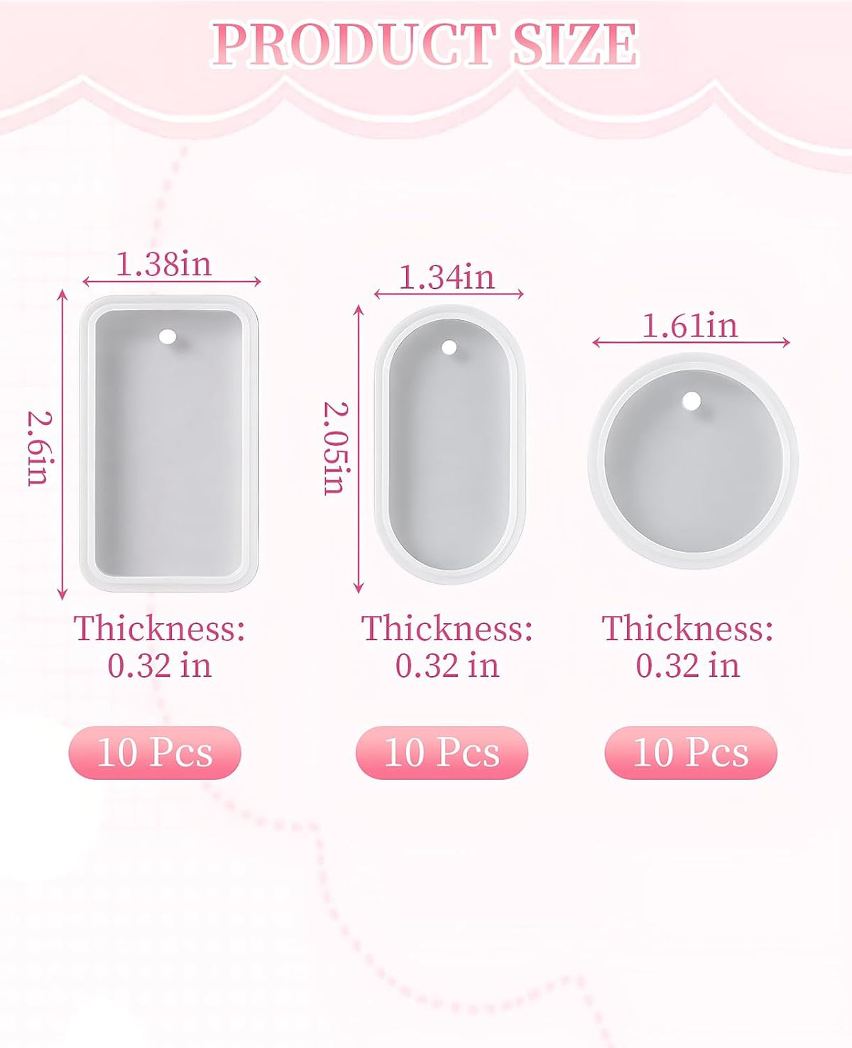 30 Pcs Resin Keychain Molds, Epoxy Silicone Casting Molds