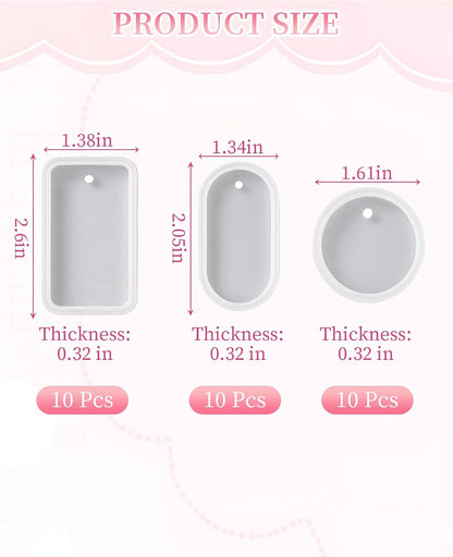 30 Pcs Resin Keychain Molds, Epoxy Silicone Casting Molds