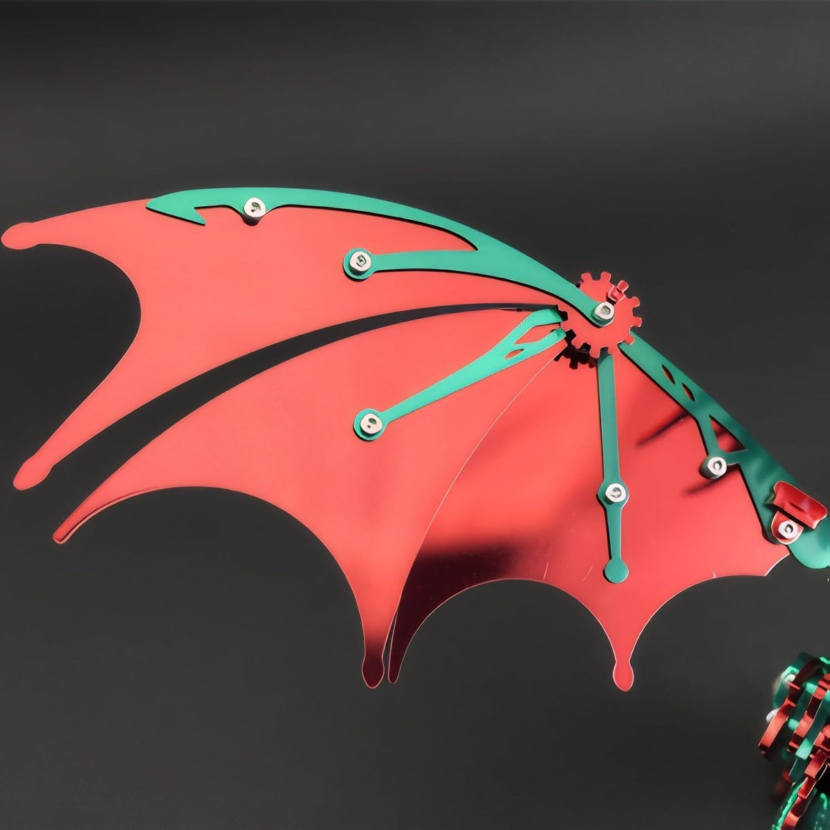 3D Model Kits for Adults,Metal Dragon Puzzle Building Set,Collectible Mechanical Engineering Crafts for Home Office Decoration & Gift（Red-Green）