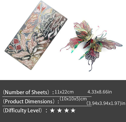 3D Puzzles for Adults, 3D Metal Butterfly Model Kit, DIY Assembly Puzzle, Stainless Steel, Colorful Design, Advanced Difficulty, Ages 14+