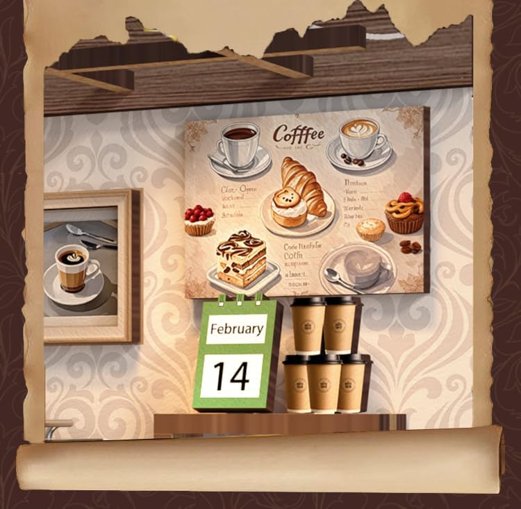 DIY Miniature Dollhouse Kit, 3D Wooden Puzzle Coffee Shop Model, Creative Mini Cafe Building Set with Furniture, Arts and Crafts Gift for Adults & Teens (Country Cafe)