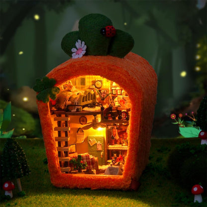 Miniature Dollhouse Kit DIY Wooden Dolls House,Tiny House kit with Furniture, Great Handmade Crafts Gift for Birthday Valentine's Day (Carrot House)