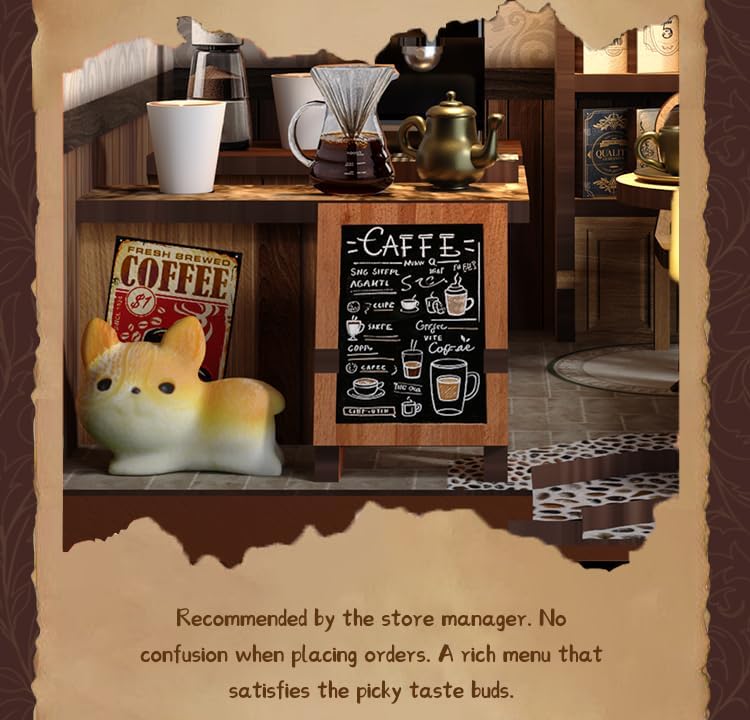 DIY Miniature Dollhouse Kit, 3D Wooden Puzzle Coffee Shop Model, Creative Mini Cafe Building Set with Furniture, Arts and Crafts Gift for Adults & Teens (Country Cafe)