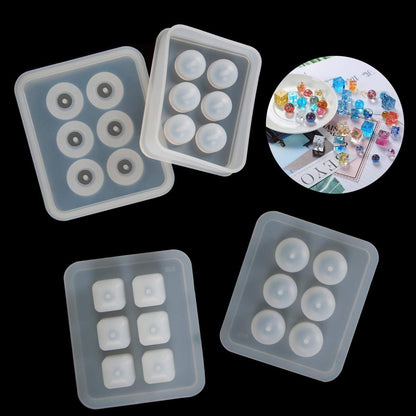 Suhome Resin Bead Molds for Jewelry 12 PCS Resin Molds Silicone with Hole Cabochon Gem Jewelry Making Epoxy Resin Molds for Earrings, Pendants,Bracelets and Necklaces