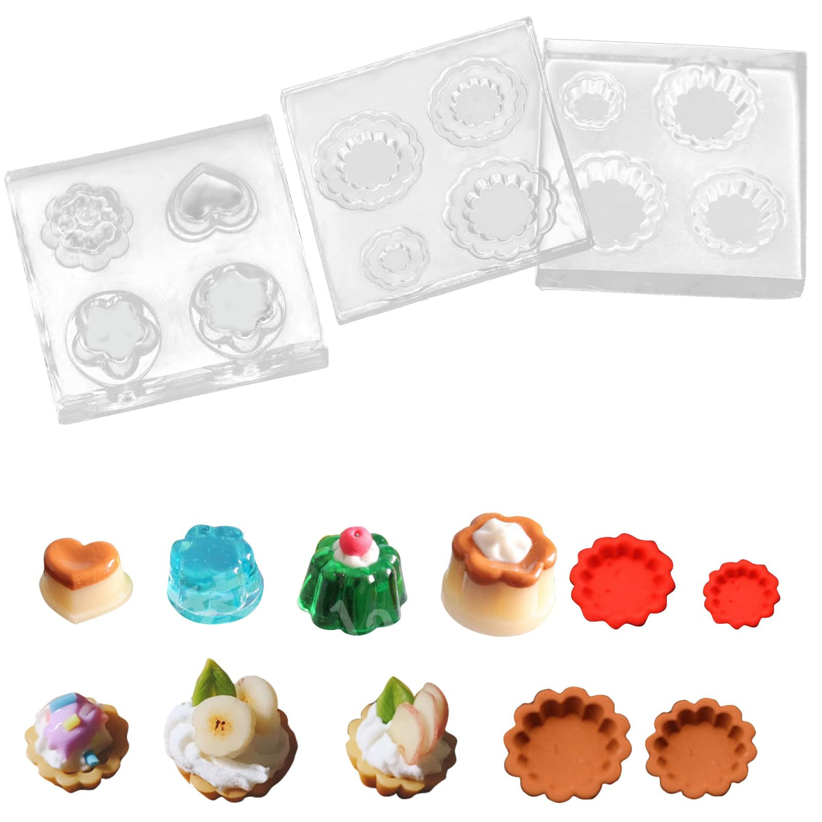 4Pcs Mini Plate and Mini Jar Resin Silicone Molds Set 3D Tiny Cute Plate Jar Epoxy Casting Molds DIY Micro Resin Dollhouse Kitchen Miniatures Landscape Decor