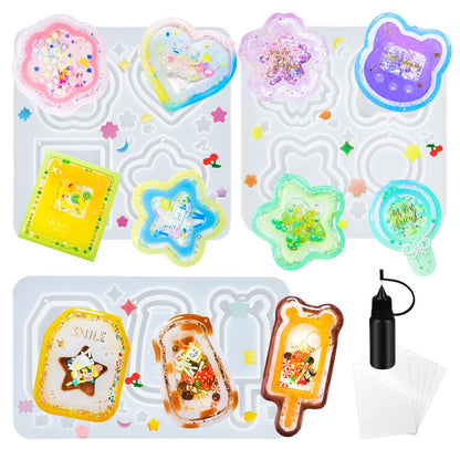 Alphabet Resin Shaker Molds Kawaii Keychain Charm Large and Small Set Pack of 107 Silicone Trays Seal Films Precision Tip Applicator Bottle Kit Bundle