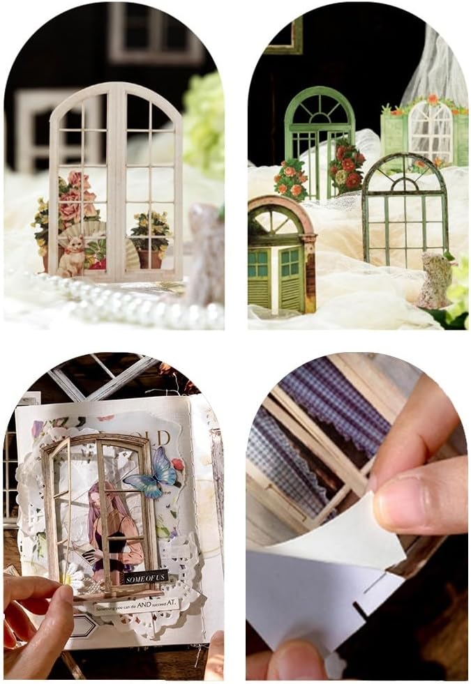 60 Pcs Window Frame Scrapbook Stickers for Junk Journal Card Making Collage Photo Album Handmade DIY Paper Craft Decoration, Hollow Cutout, 60 Patterns