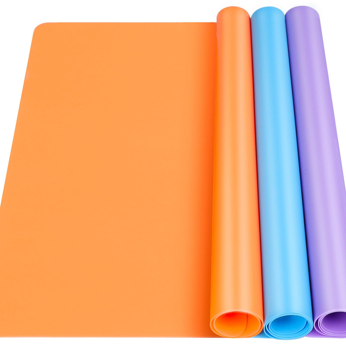 LEOBRO Silicone Mat for Resin Molds, 3 PCS Silicone Mats for Epoxy Resin, UV Resin, Play Dough Mat, Clay Mat, Nonstick Silicone Sheets Pads for DIY Arts and Crafts, Pink & Purple & Blue, 15.7”x 11.7”