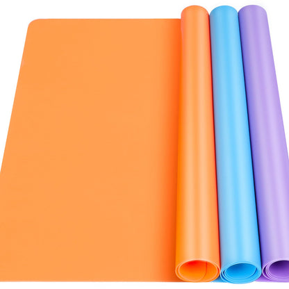 LEOBRO Silicone Mat for Resin Molds, 3 PCS Silicone Mats for Epoxy Resin, UV Resin, Play Dough Mat, Clay Mat, Nonstick Silicone Sheets Pads for DIY Arts and Crafts, Pink & Purple & Blue, 15.7”x 11.7”