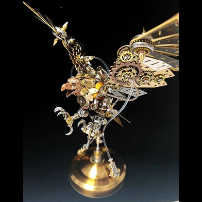 3D Metal Puzzle Model for Adults, Steampunk Mechanical Eagle Model Kit with LED Lights, Metal Animal Models, 3D Jigsaw Assembly Kit, Mechanical Engineering Crafts for Home Office Decor & Gift, 650PCS