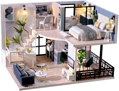 DIY Miniature Dollhouse Kit with Furniture Plus Dust Proof & Music Movement