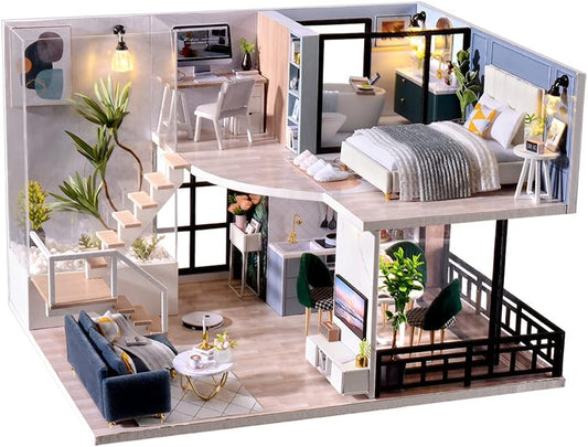 DIY Miniature Dollhouse Kit with Furniture Plus Dust Proof & Music Movement