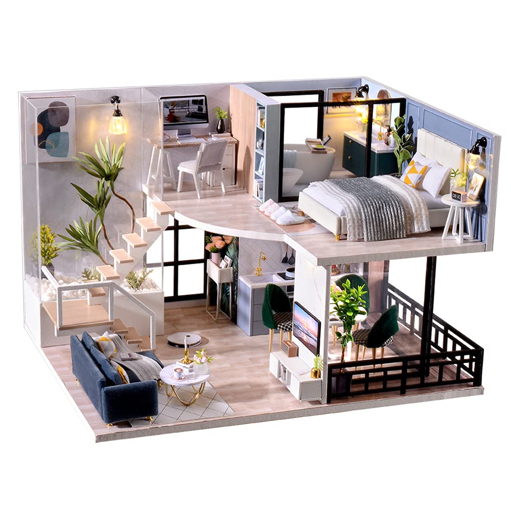 DIY Miniature Dollhouse Kit with Furniture Plus Dust Proof & Music Movement