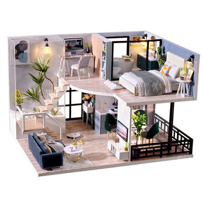 DIY Miniature Dollhouse Kit with Furniture Plus Dust Proof & Music Movement