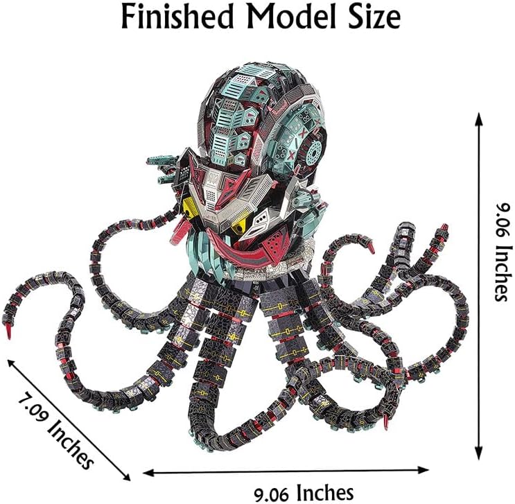 Microworld 3D Metal Puzzle for Adult, Mechanical Octopus Devil Challenge Model Kits, Metal Kits Brain Teaser DIY Art Craft Home Decor Gift for Age 16+