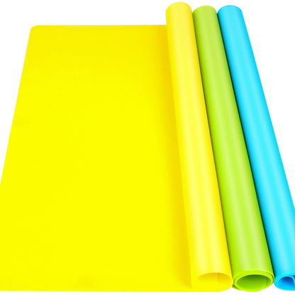 LEOBRO Silicone Mat for Resin Molds, 3 PCS Silicone Mats for Epoxy Resin, UV Resin, Play Dough Mat, Clay Mat, Nonstick Silicone Sheets Pads for DIY Arts and Crafts, Pink & Purple & Blue, 15.7”x 11.7”