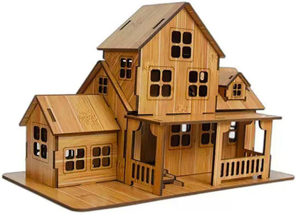 Log Cabin 3D Wooden House Puzzle,DIY Mini Building Model Kit，001